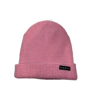 Yea.Nice Beanie Soft Acrylic Carnation Pink Folded Waffle Weave Beanie Hat Cap